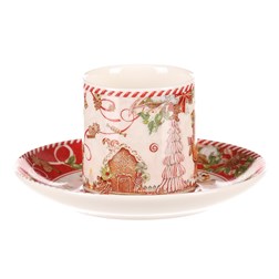 Hrnečky s podšálky - porcelán, dárkový set po 2 kusech, vánoční