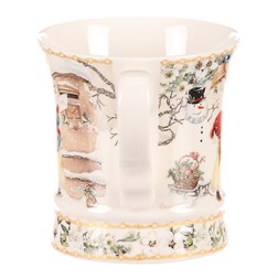 Hrnek malovaný v dárkové dóze - zimní motiv, porcelán, barevný