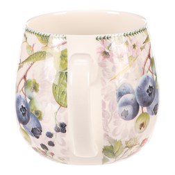 Hrneček v dárkové dóze - porcelán, bílý s lesními plody