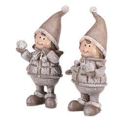 Děti se sněhovými koulemi, polyresin, barva hnědá, mix 2 druhů, cena za 1 ks.