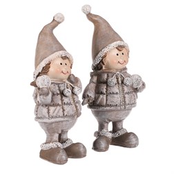 Děti se sněhovými koulemi, polyresin, barva hnědá, mix 2 druhů, cena za 1 ks.