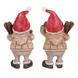 Děti s lyžemi, polyresin, barva červená, mix 2 druhů, cena za 1 ks.