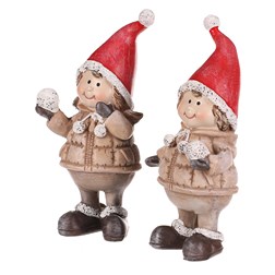 Děti se sněhovými koulemi, polyresin, mix 2 druhů, cena za 1 ks.