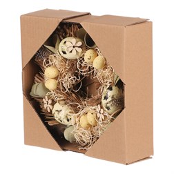 Věnec slaměný - pr. 24 cm, vajíčka, květy a lístky