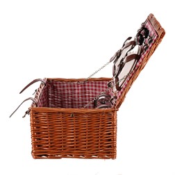 Koš piknikový - s vybavením pro 4 osoby, proutěný, barva hnědá.