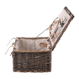 Koš piknikový - s vybavením pro 2 osoby, proutěný, barva šedá.