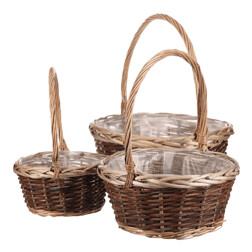 Obal na květiny - proutěný košík, cena za sadu 3 ks