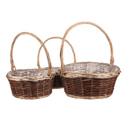 Obal na květiny - proutěný košík, cena za sadu 3 ks