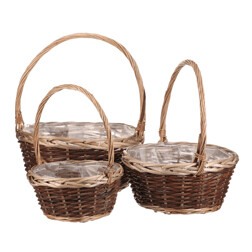 Obal na květiny - proutěný košík, cena za sadu 3 ks