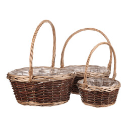 Obal na květiny - proutěný košík, cena za sadu 3 ks