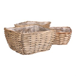 Obal na květiny - proutěný truhlík, hranatý, cena za sadu 3 ks