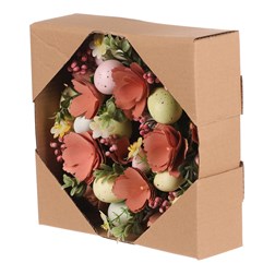 Věnec velikonoční - pr. 24 cm, mix umělých květin a vajíček