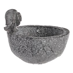 Krmítko/pítko - miska se šnekem, polyresin, šedé.