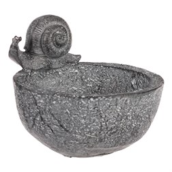 Krmítko/pítko - miska se šnekem, polyresin, šedé.