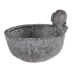 Krmítko/pítko - miska se šnekem, polyresin, šedé.