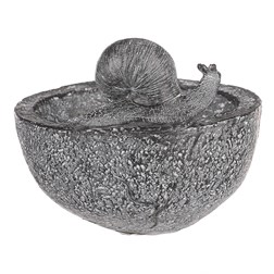 Krmítko/pítko - miska se šnekem, polyresin, šedé.