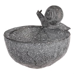 Krmítko/pítko - miska se šnekem, polyresin, šedé.