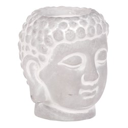 Budha - hlava, svícen na čajovou svíčku, beton, barva šedá.