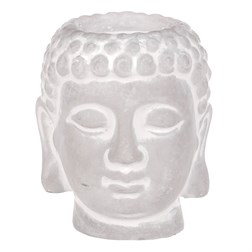 Budha - hlava, svícen na čajovou svíčku, beton, barva šedá.