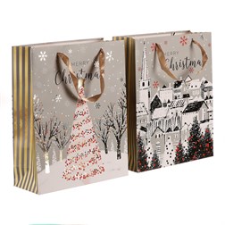 Taška dárková papírová - Vánoce, mix 2 druhů, střední, cena za 1 ks.