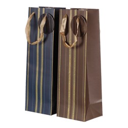 Taška papírová na víno - zlaté pruhy, mix 2 barev, cena za 1 ks.