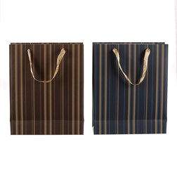 Taška dárková papírová - zlaté pruhy, mix 2 barev, malá, cena za 1 ks.
