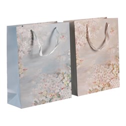 Taška papírová - květinový motiv, mix 2 barev, střední vel., cena za 1 ks.