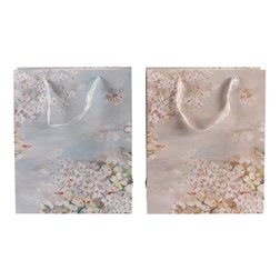 Taška papírová - květinový motiv, mix 2 barev, střední vel., cena za 1 ks.