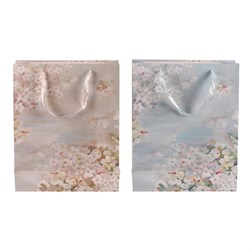 Taška papírová - květinový motiv, mix 2 barev, střední vel., cena za 1 ks.