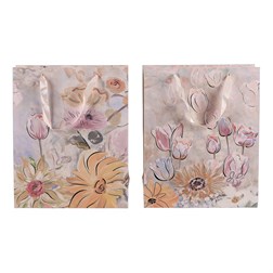 Taška papírová - květinový motiv, mix 2 barev, střední vel., cena za 1 ks.