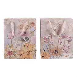 Taška papírová - květinový motiv, mix 2 barev, malá, cena za 1 ks.