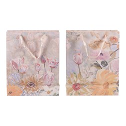 Taška papírová - květinový motiv, mix 2 barev, malá, cena za 1 ks.