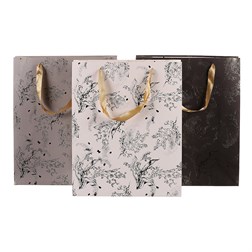 Taška papírová - zlaté zdobení, mix 3 druhů, střední, cena za 1 ks.