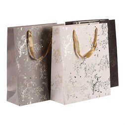 Taška papírová - zlaté zdobení, mix 3 druhů, střední, cena za 1 ks.