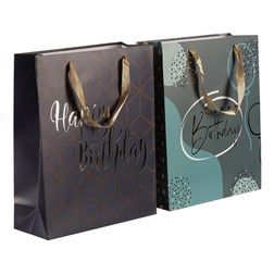 Taška papírová - zlatě zdobená, mix 2 druhů, střední, cena za 1 ks.