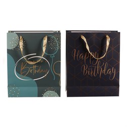 Taška papírová - zlatě zdobená, mix 2 druhů, malá, cena za 1 ks.