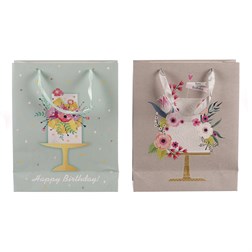 Taška papírová - květiny ve váze, mix 2 druhů, malá, cena za 1 ks.