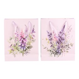 Taška dárková - fialové květiny, papír, mix 2 druhů