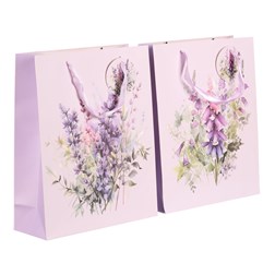 Taška dárková - fialové květiny, papír, mix 2 druhů