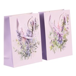 Taška dárková - fialové květiny, papír, mix 2 druhů