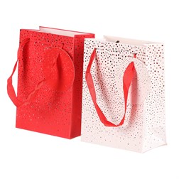 Taška dárková - srdíčka, papír, mix 2 druhů