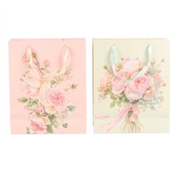 Taška dárková - kytice růží, papír, mix 2 druhů