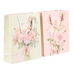 Taška dárková - kytice růží, papír, mix 2 druhů