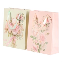Taška dárková - kytice růží, papír, mix 2 druhů