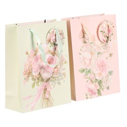 Taška dárková - kytice růží, papír, mix 2 druhů