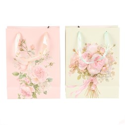 Taška dárková - kytice růží, papír, mix 2 druhů