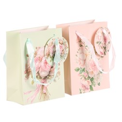Taška dárková - kytice růží, papír, mix 2 druhů