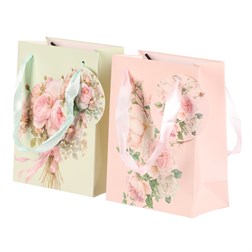 Taška dárková - kytice růží, papír, mix 2 druhů