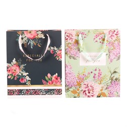 Taška dárková - květinový motiv, papír, mix 2 druhů