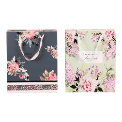 Taška dárková - květinový motiv, papír, mix 2 druhů